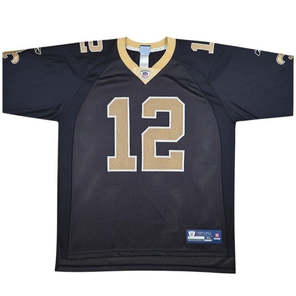 Reebok NFL Jersey Mens XL Black Excellent Saints Colston 12 Mesh Onfield